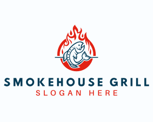 Hot Fire Grilling Fish logo design