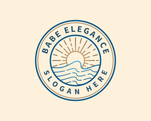 Elegant Ocean Beach Waves logo design