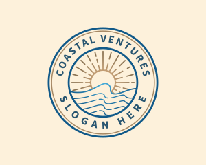 Elegant Ocean Beach Waves logo design