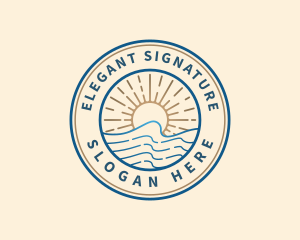 Elegant Ocean Beach Waves logo design