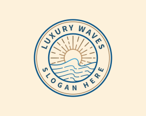 Elegant Ocean Beach Waves logo design