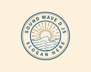 Elegant Ocean Beach Waves logo design