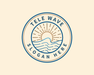 Elegant Ocean Beach Waves logo design