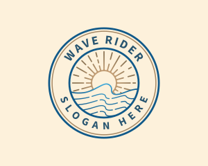 Elegant Ocean Beach Waves logo design