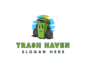 Cartoon Trash Bin Junk logo design