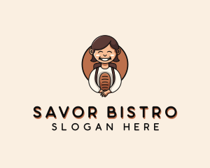 Baguette Bread Woman logo design