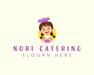 Cartoon Girl Cup Cafe logo design