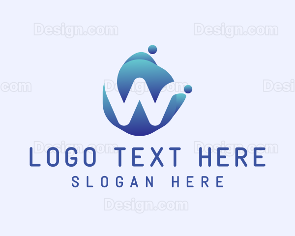 Blue Liquid Letter W Logo