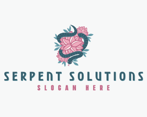 Snake Flower Floral logo design