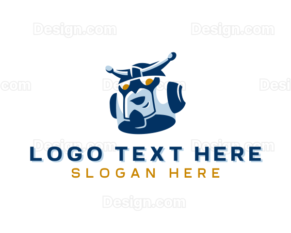 Cyborg Robot Head Logo