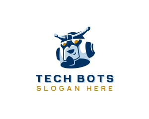 Cyborg Robot Head logo design