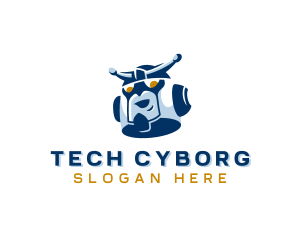 Cyborg Robot Head logo design