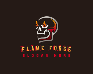 Skull Flame Evil logo design