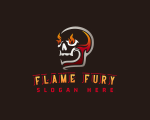 Skull Flame Evil logo design