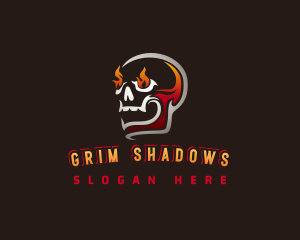 Skull Flame Evil logo design