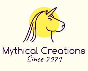 Minimalist Sunset Unicorn logo design