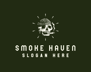 Skull Cigarette Smoking logo design