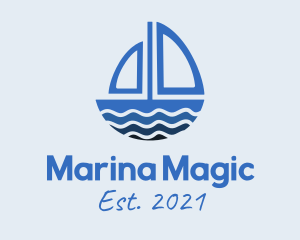 Blue Sea Sailboat logo design