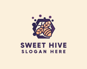 Honeybee Hexagon Hive logo design