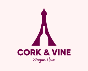 Paris Wine Bottle  logo design