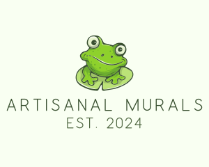 Green Frog Cartoon logo design