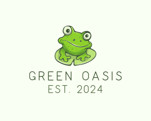 Green Frog Cartoon logo design