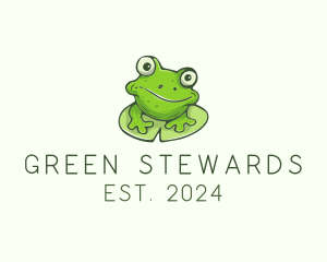 Green Frog Cartoon logo design