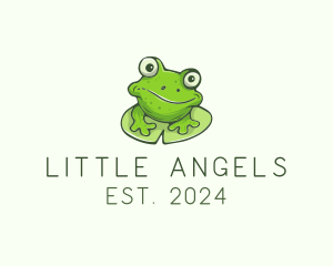 Green Frog Cartoon logo design