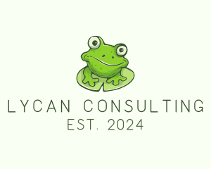 Green Frog Cartoon logo design