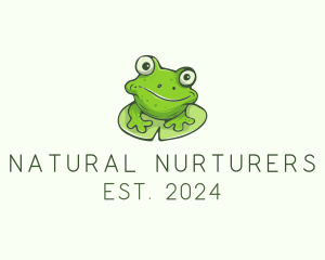 Green Frog Cartoon logo design