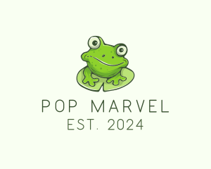 Green Frog Cartoon logo design