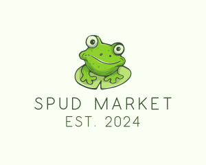 Green Frog Cartoon logo design