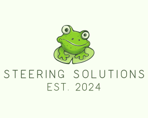 Green Frog Cartoon logo design