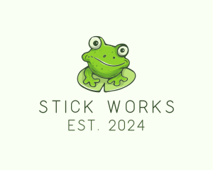 Green Frog Cartoon logo design