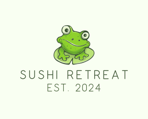 Green Frog Cartoon logo design