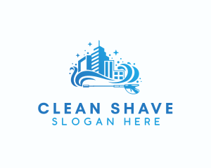 Pressure Washer Clean Building logo design