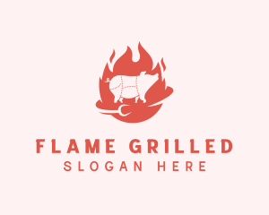 Pork Grilling Fork logo design