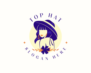 Floral Hat Woman logo design