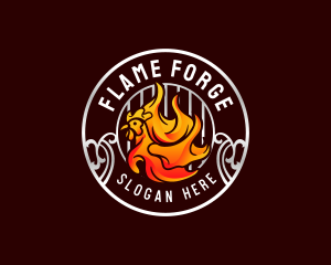 Flaming Chicken Grill logo design