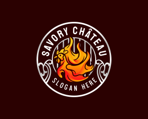 Flaming Chicken Grill logo design