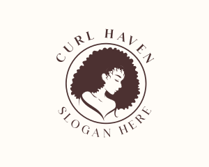 Afro Curls Woman logo design