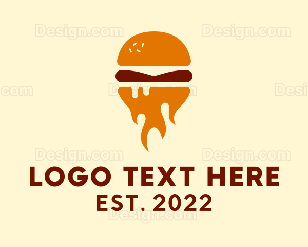 Fire Burger Sandwich Logo