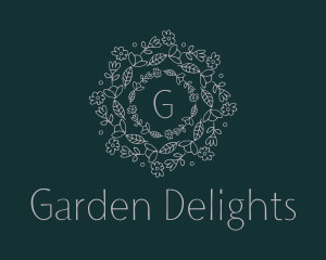 Floral Garden Wreath  logo design