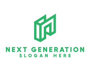 Green Geometric N logo design