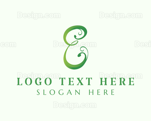 Eco Cursive Letter E Logo