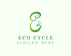 Eco Cursive Letter E logo design