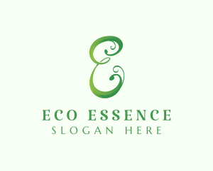 Eco Cursive Letter E logo design