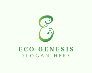 Eco Cursive Letter E logo design