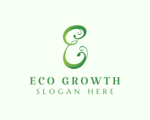 Eco Cursive Letter E logo design