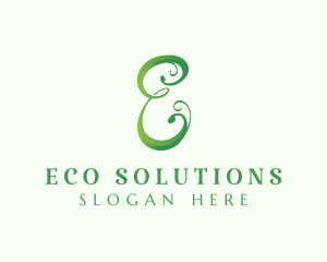 Eco Cursive Letter E logo design